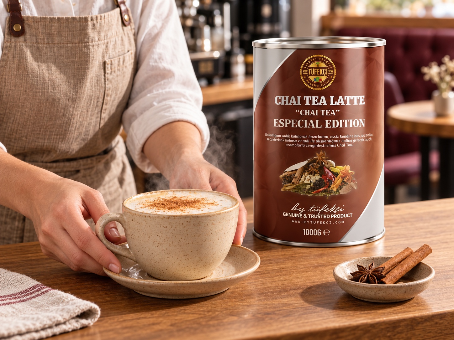 By Tüfekçi Chai Tea Latte 1000 g ve sıcak chai servisi