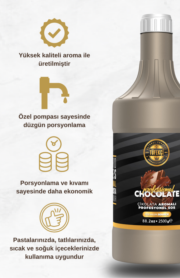 By Tüfekçi Çikolata Profesyonel Bar Sos 2500 g