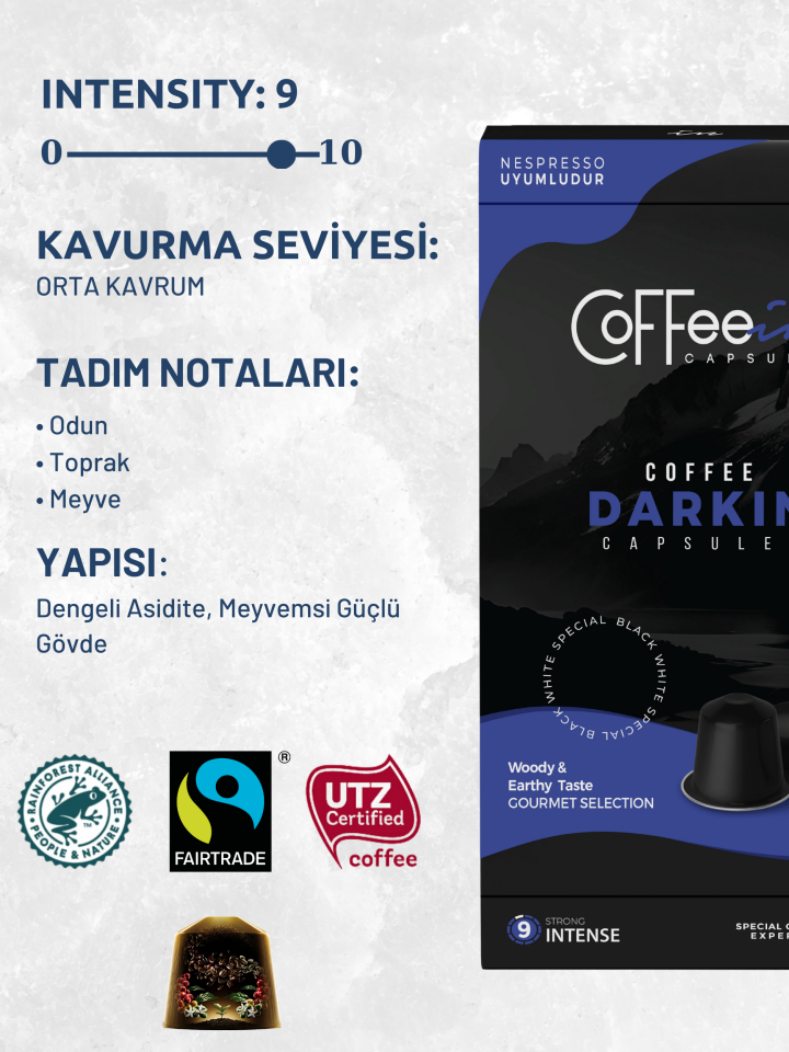 Coffeein Darkin Lungo Kapsül Kahve 10 Adet – görsel 3