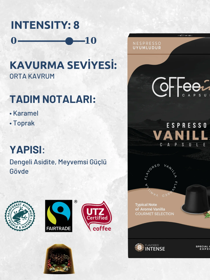 Coffeein Primein Espresso Kapsül Kahve 10 Adet – görsel 4