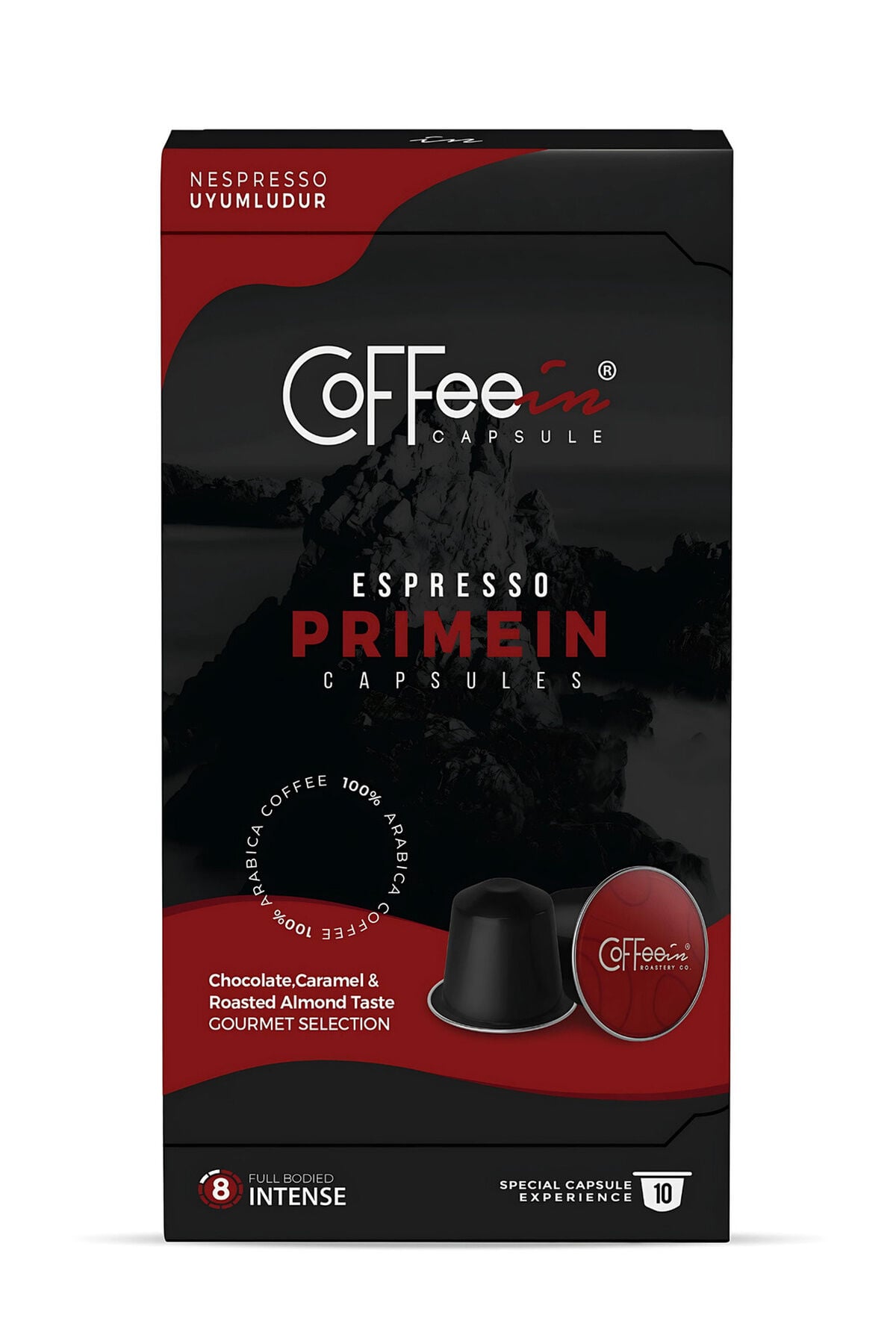 Coffeein Primein Espresso 10 adet alüminyum kapsül kahve kutusu