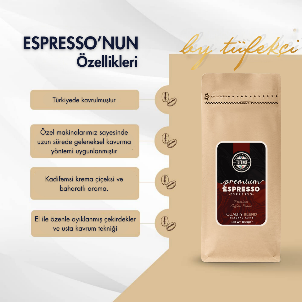 By Tüfekçi Espresso Premium Çekirdek Kahve 1 kg – görsel 4