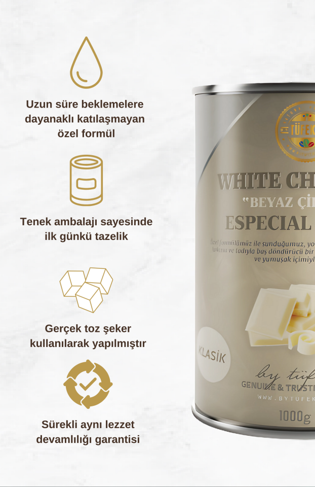 By Tüfekçi Klasik Beyaz Sıcak Çikolata 1000 g – görsel 2