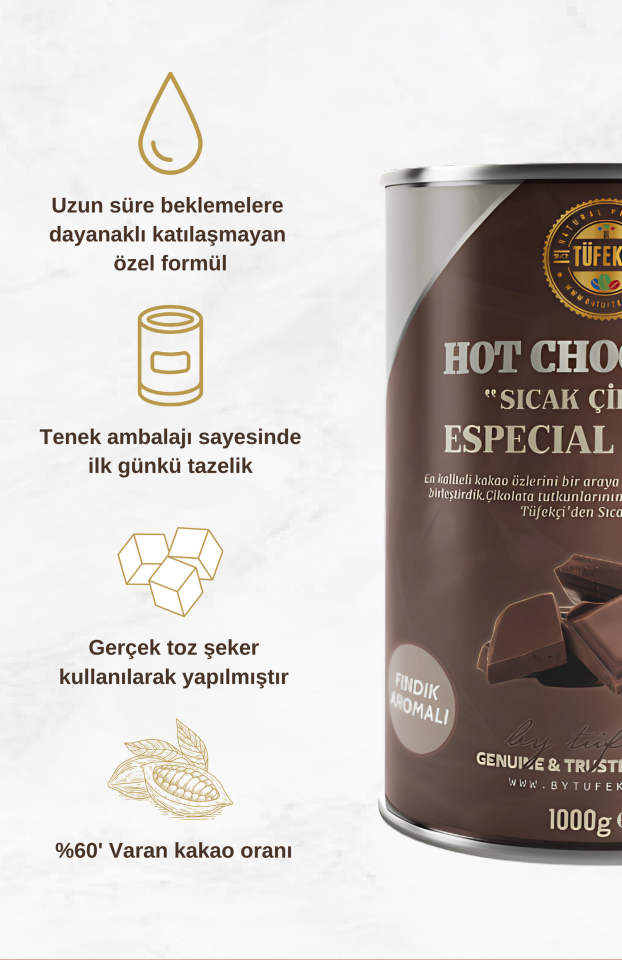 By Tüfekçi Fındıklı Sıcak Çikolata – 1000 g – görsel 2