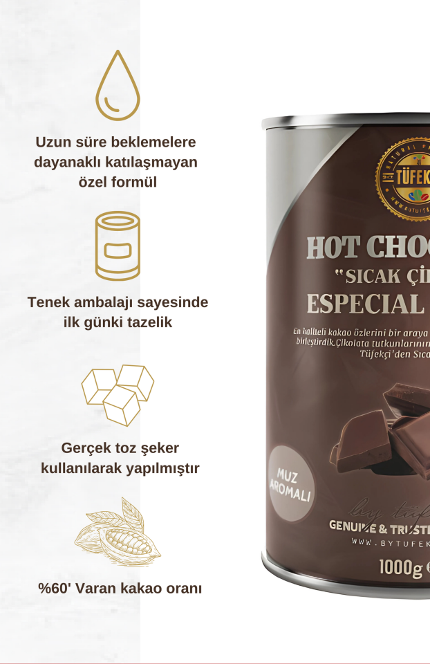 By Tüfekçi Muz Sıcak Çikolata – 1000 g – görsel 2
