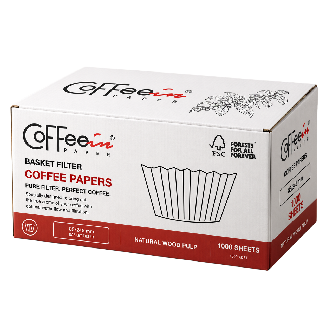 Coffeein Basic basket filtre kutusu, 85/245 mm, 1.000 adet