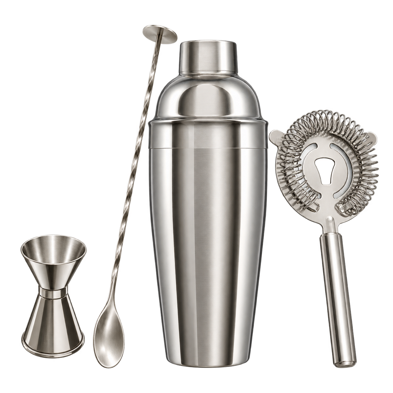 Coffeein dört parçalı paslanmaz çelik shaker seti