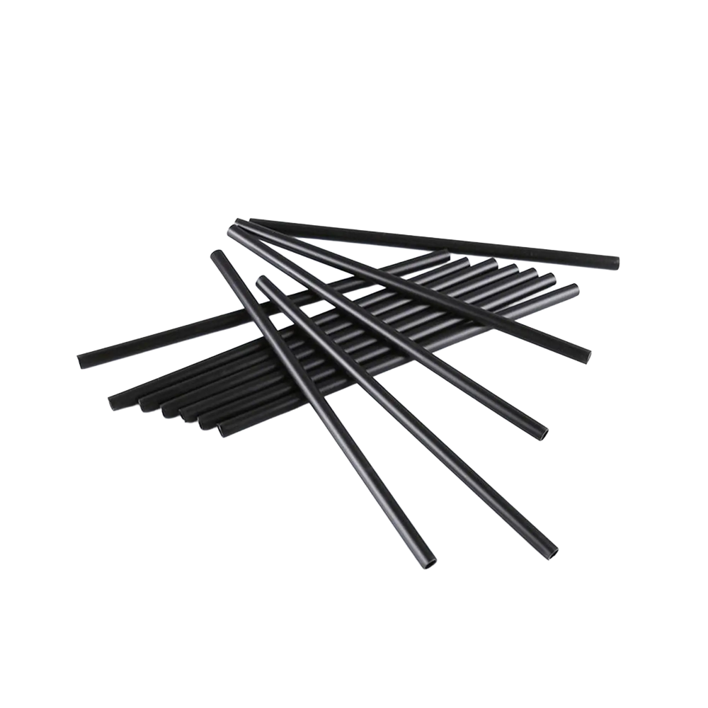 Coffeein Plastik (Kıl) İnce Kokteyl Pipeti Siyah 14 cm 300 Adet