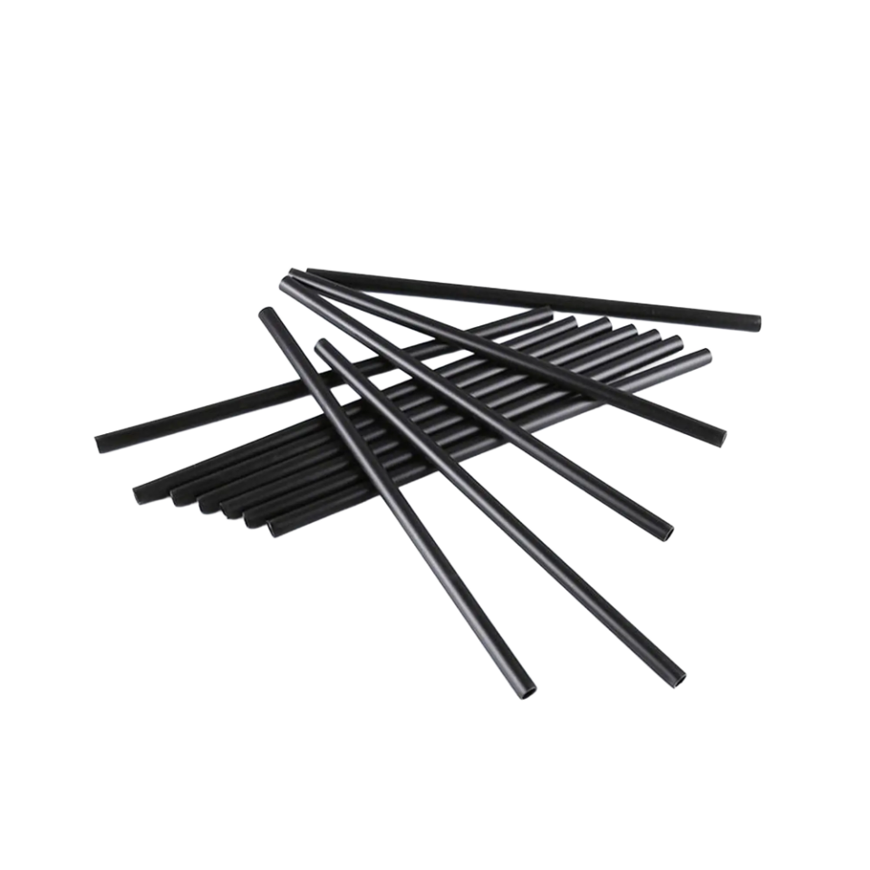 Coffeein Plastik (Kıl) İnce Kokteyl Pipeti Siyah 14 cm 300 Adet