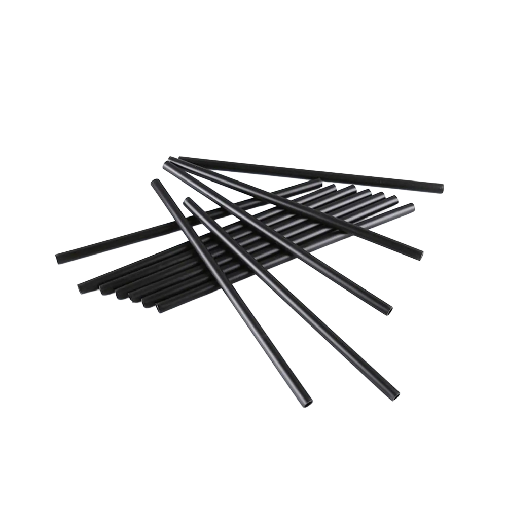 Coffeein Plastik (Kıl) İnce Kokteyl Pipeti Siyah 19 cm 300 Adet