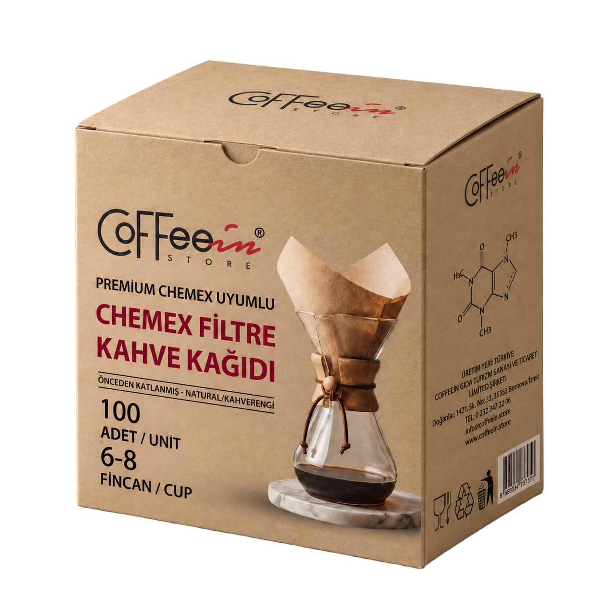 Coffeein Basic Chemex Uyumlu Filtre Kağıdı 100 Adet