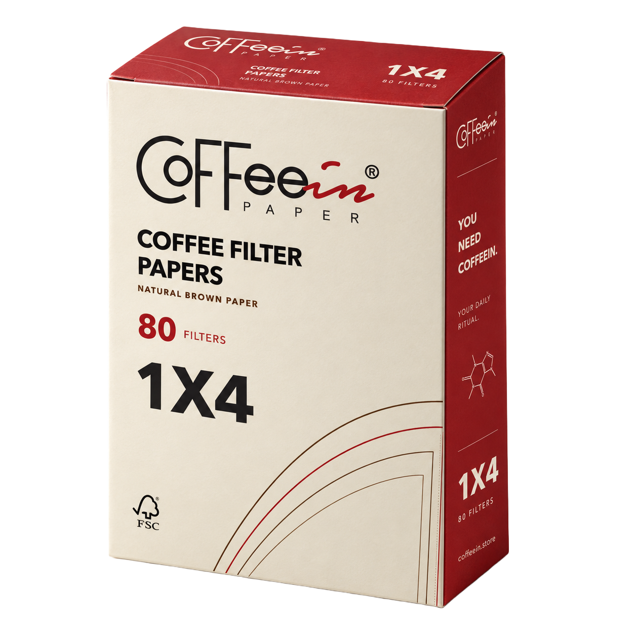 Coffeein Basic 1×4 filtre kutusu, 80 adet